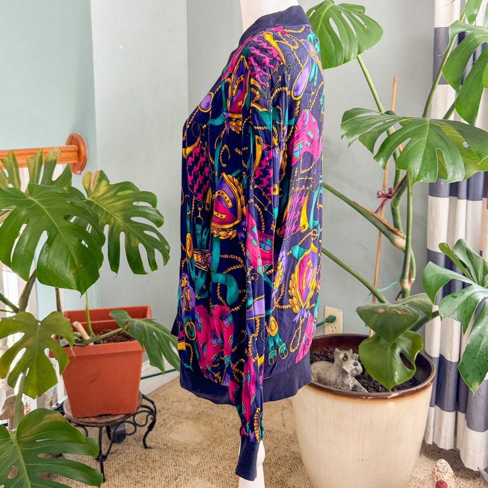 Colorful Abstract Print Bomber Jacket - Picture 3 of 8